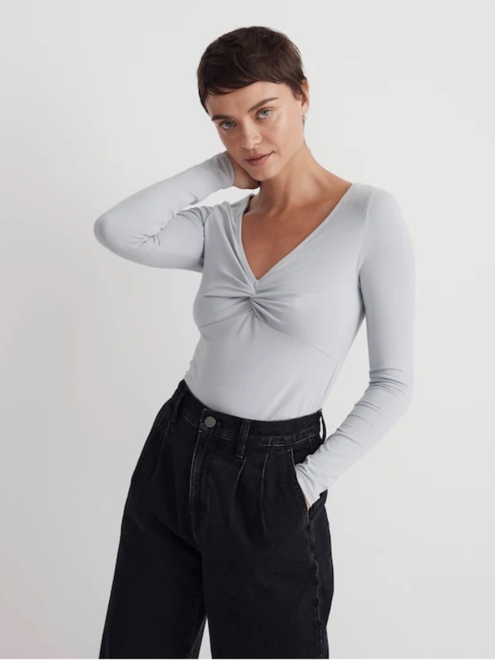 Madewell Twist-Front Long-Sleeve Tee in Solstice - NWT